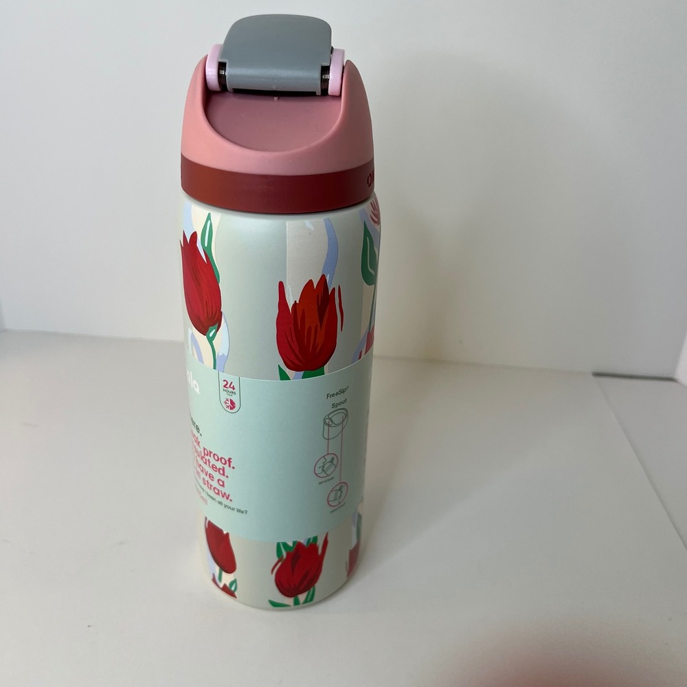 Owala Free Sip 32oz Water Bottle Tulip Bouquet Design NWT Urban Outfitters - Picture 2 of 9